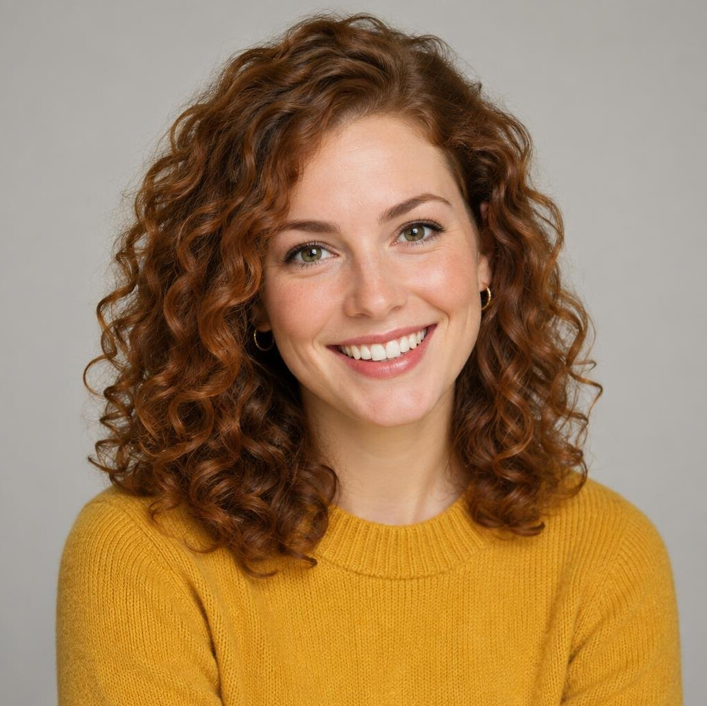 Studio portrait of a young European woman journalist and copywriter